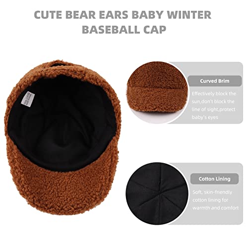 Winter Fleece Baseball Cap For Baby Girls Warm Toddler Boys Hat Cute Bear Ears Kids Baseball Hats (Caramel, 52) #TOP3