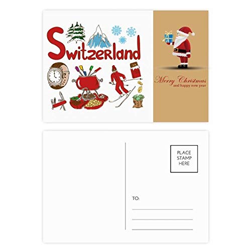 Cartes postales de remerciement Père Noël suisse pour correspondance