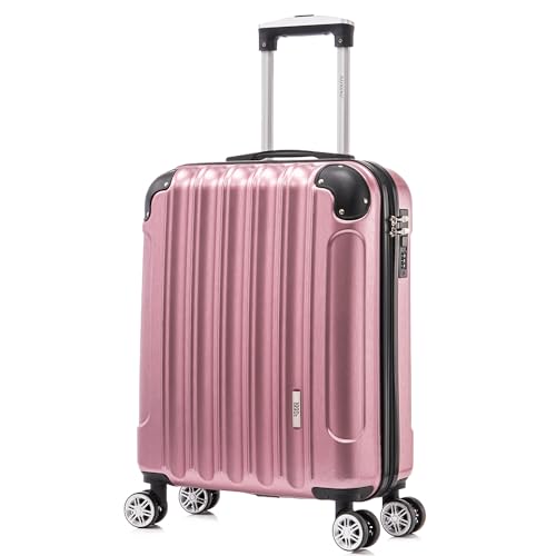 1990s Maleta de Cabina 55x40x20cm (44L) Policarbonato - Maxima Capacidad - Candado Incrustada - 20 Pulgadas - RosaDorada