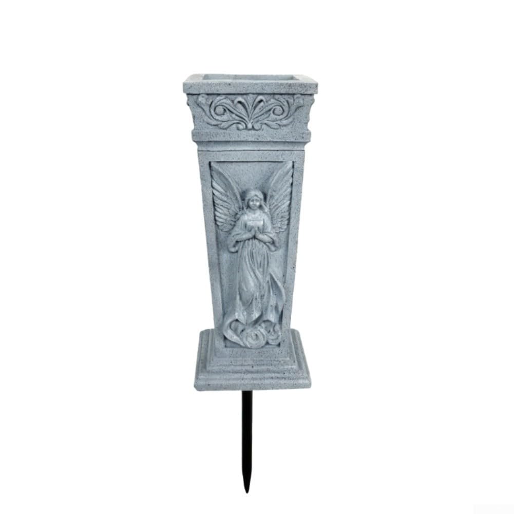 Vase tombeau résine avec drainage contre stagnation eau et fleurs fanées