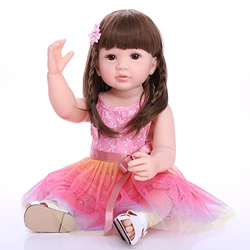 ZIYIUI 22 Zoll 55 cm Realistische Reborn Babypuppen Silikon Vinyl Reborn Baby Mädchen Handgemacht Junge Mädchen… – Bild 8