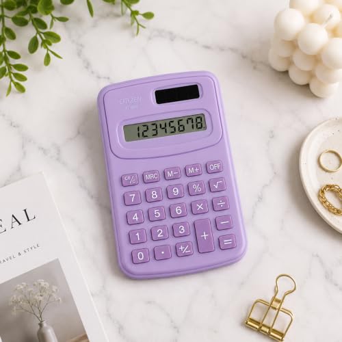 Image of SYGA Mini 8-Digit Electronic Calculator - Cute & Simple Scientific Calculator for Students & Office, Small & Portable Design (Violet)