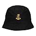 Mens Bucket Hat Anchor Embroidered Washed Cotton Classic Bucket Hat (Black,7 1/2)