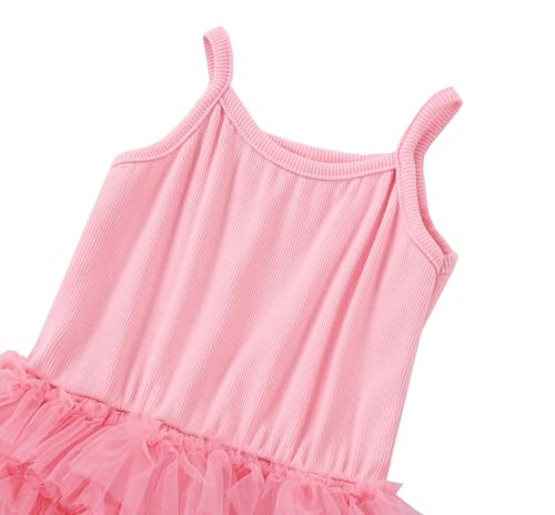 Image of GSVIBK Baby Girls Tutu Dress Sleeveless Toddler Cotton Tulle Skirt Princess Party Prom Dresses