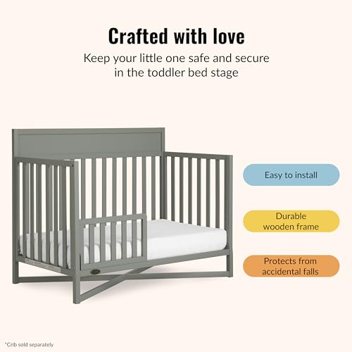 Image of Dream On Me Toddler Guard Rail for Convertible Crib, Solid Wood Bed Rail for Toddler Bed Conversion, Sea Grass