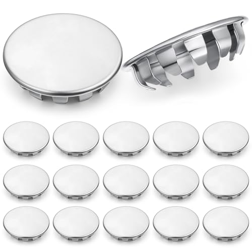 Image of Hicarer 15 Pack Fit 1 inch(25.4mm) Hole Metal Hole Plugs, Nickel-Plated Steel Snap-in Cover for Exposed Holes, Electrical Box Knockout Plugs, No Welding Required for Sinks, Furniture, Automotive
