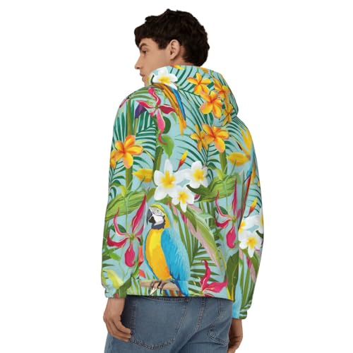 Sweat à capuche imprimé perroquets doux et décontracté homme