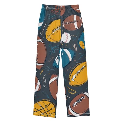 ZZXXB Retro Football Boys Long Pants Soft Trousers Elastic Waist Kids Lounge Bottoms with Pockets S-XL