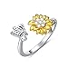SLIACETE Sunflower Spinner Ring 925 Sterling Silver Fidget Ring Adjustable Anti-Anxiety Rings Jewelry Gifts for Women Anxiety