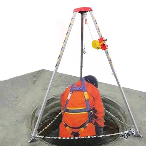 Rescue Tripod Heavy Duty Tunnels Lifting Tripod with Safe Belt, Adjustable 4.4ft - 7ft Legs Bracket 1200/1800/2600lbs Winch, Rescue Equipment for Confined Space (Size : 1800lbs+Safe Belt)