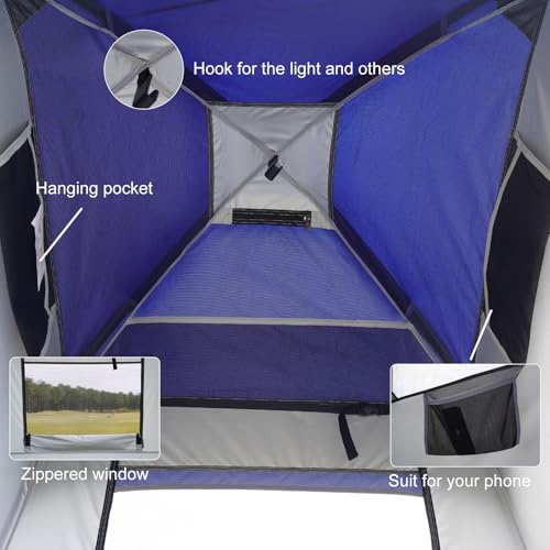 Outdoor Shower Tent Changing Room Privacy Portable Camping Shelters (White Blue)