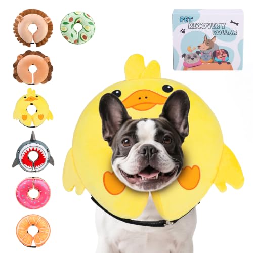 Image of KOOLTAIL Inflatable Dog Cone Collar, Soft Donut E Collar for Dogs After Surgery to Stop Licking Enhanced Alternative, Blow Up Pet Neck Pillow Recovery Adjustable Cone for Dog Cat, Upgrade Size, Duck M