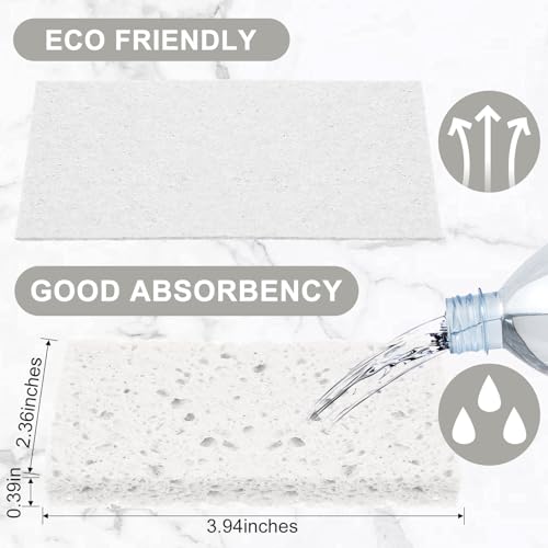 Image of Zhengmy 100 Pieces Sponges Bulk Sponges Kitchen Compressed Sponge Natural Dish Sponge Compressed Wood Pulp Cleaning Without Scratching for Kitchen Bathroom, 3.9 x 2.4 x 0.12 Inch (White)
