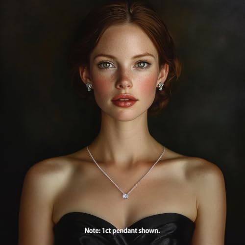 Moissanite 0.5-3ct Necklaces 18K White Gold Plated 925 Sterling Silver Bezel Set Round Cut D Color VVS1 Lab Created Diamond Solitaire Pendant Necklace for Women Men GRA Certified 6