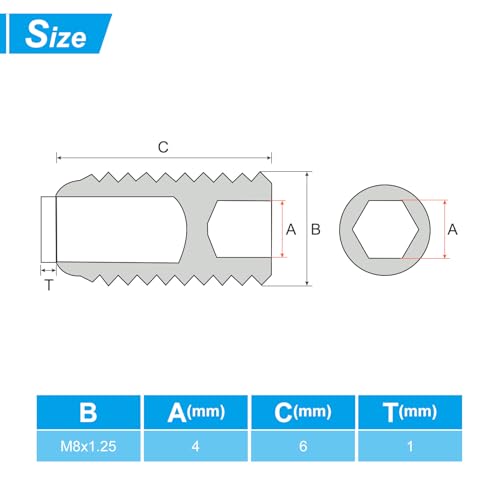 PATIKIL M8x6mm Nylon Tip Grub Screw - Image 2