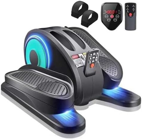 ESL Under Desk Elliptical - Portable Leg Exerciser with Pedal Strap for Seniors, Compact Seated Elliptical with Remote Control, LCD Display Electric