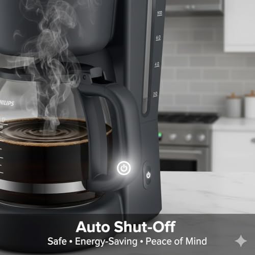 Image of 1.2L Drip Coffee Maker Machine | 10-Cup Automatic Coffee Machine with Glass Carafe | Auto Shut-Off, Keep Warm Plate, Anti-Drip Design | Filter Coffee Maker for Home, Office & Cafe