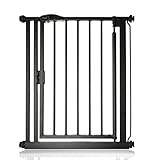 Safetots Druckmontage Selbstschließendes Treppengitter, Schmal, 68.5cm - 75cm, Mattschwarz, Automatisch Schließendes Babygitter, Sicherheitsbarriere für Kleinkinder, Einfache Installation