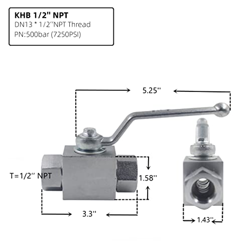 Lsq Hydraulics KHB 1/2NPT High Pressure Hydraulic Ball Valve Khb 1/2'' Npt thumb #1