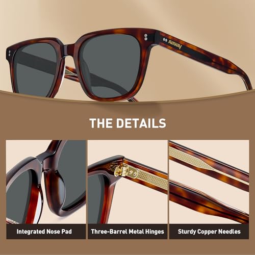Image of AVAWAY Polarized Sunglasses for Men UV Protection, Square Acetate Frame Outdoor Driving Sun Glasses