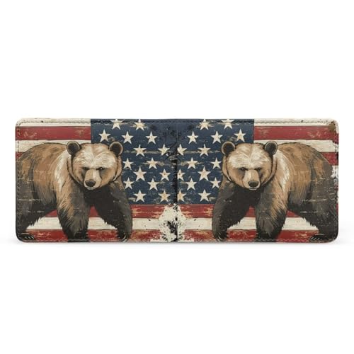 Coldinair Bear Teen Boy Cool Wallet USA Flag Leather Wallet for Teen Boys Kids Purse Child Bifold Rfid Blocking Wallet with Coin Pocket and Card Cash Holder for Youth Men Teenager4