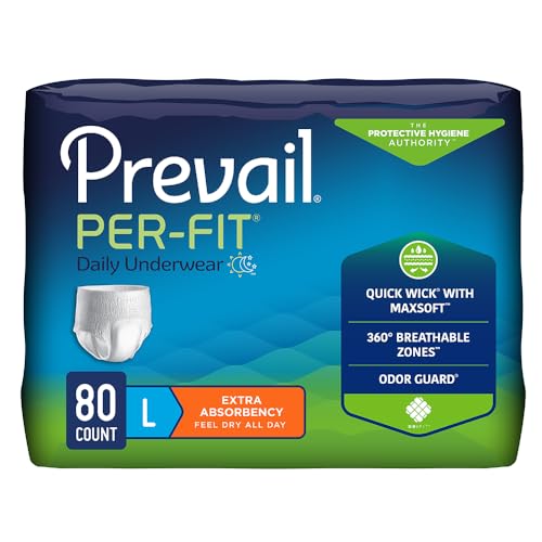 Prevail Per-Fit Extra Disposable Underwear Pull On with Tear Away Seams Large, PF-513/1, 80 Ct