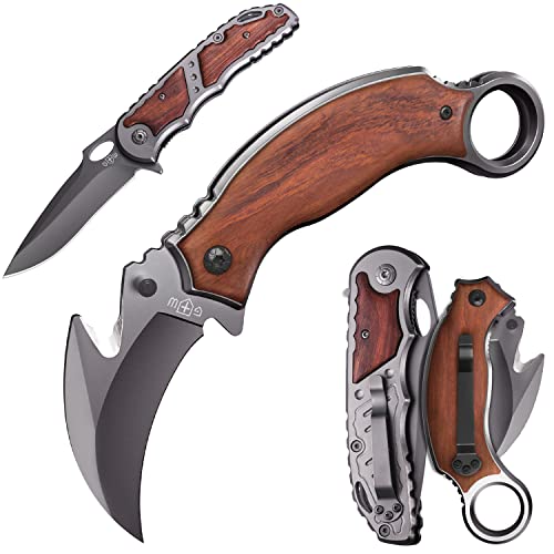 Bundle Of 2 Items - Karambit Knife - Karambit Folding Knife - Folding Karambit Knives - Csgo Raptor Claw Knifes - Hunting Knofe Gear Accessories For Men Wood Handle Sharp Blade Knifes -Gifts #TOP12
