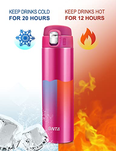 ONTA Termo Tazas, Botella de Agua Deportiva de Vacío Aislada, 17OZ/500ML Mantiene Frío 20 Horas, Caliente 12 Horas… - Imagen 4