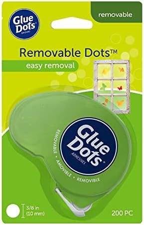 Glue Dots Removable Dot N' Go Dispenser with 200 (.375 Inch) Removable Adhesive Dots (03669E)