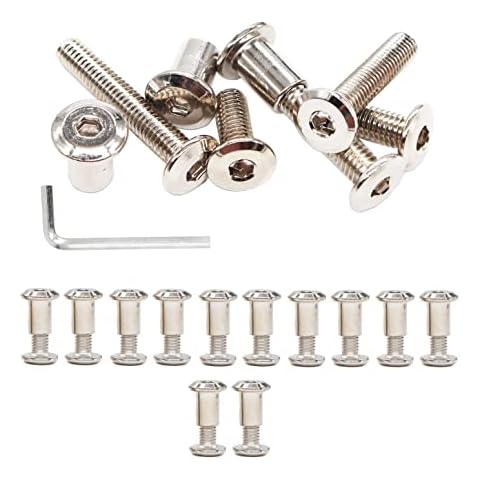 cSeao 12-Pack M6 10mm Allen Rivet Bolts Rivets Cap Nuts for Furniture Connecting Nickel Plated Cover