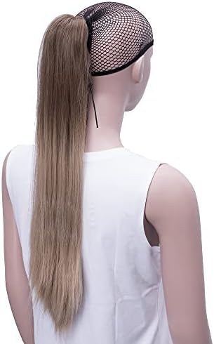 IMISSU Straight Clip on Hairpiece Extensions Pony Tail Clip Claw Ombre Ponytail Hair Pieces (Ombre Dark Brown) - Image 5