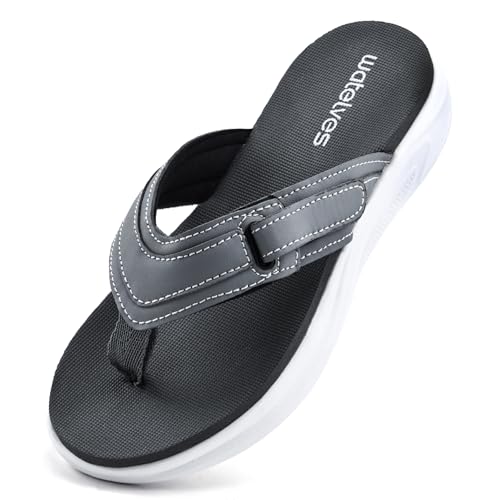 WateLves Kids Flip Flops Boys Girls Thong Sandals Non-Slip Summer Sandal Shoes for Beach Swim Pool (Little Kid/Big Kid), Grey, 2 Big Kid