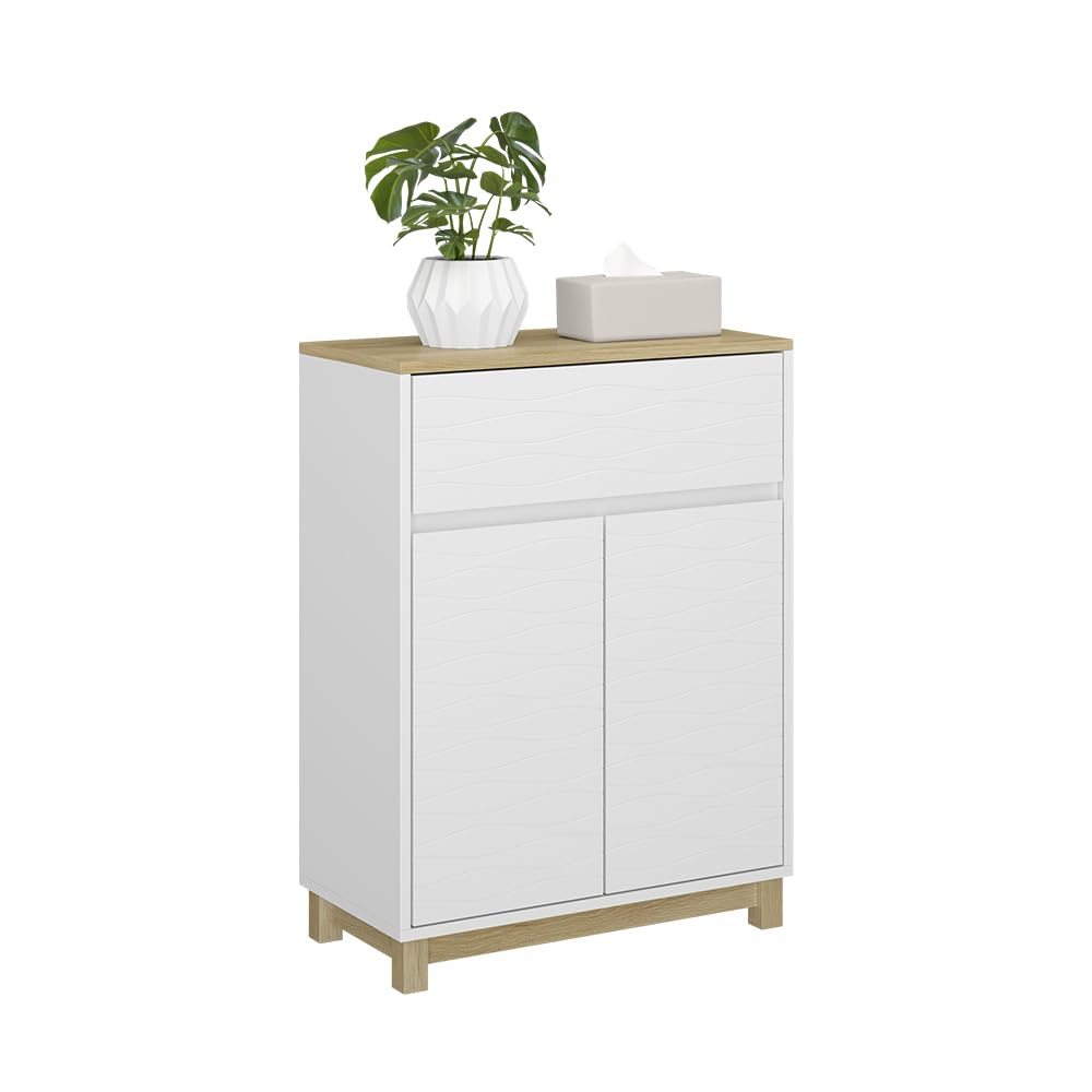 Vicco Armadietti midi Livia, Bianco, 60 x 80 cm con cassetto, per riporre sopra il WC con area scaffale aperta