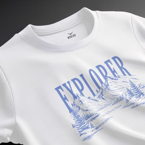 Image of Nobero 100% Cotton T Shirts for Men Stylish | Regular Fit | Graphic Printed T Shirts for Men 180 GSM Combed Cotton | Round Neck Half Sleeve