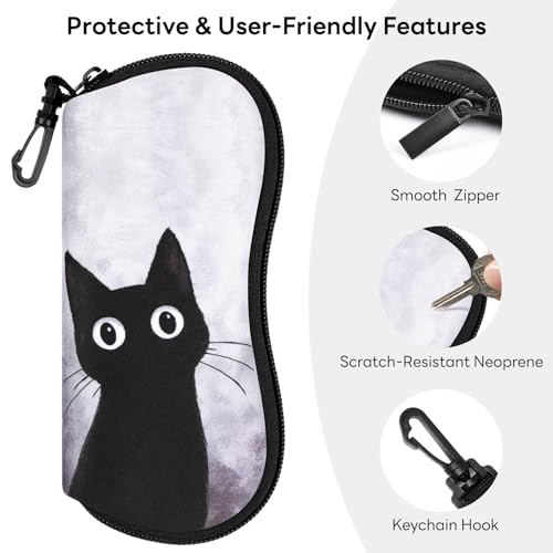 Image of Sunglasses Case with Belt Clip, Ultra Light Neoprene Zipper Soft Padded Glasses Case for Women Men