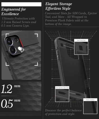 Image of WOW IMAGINE Back Cover for Oppo K13 5G with Hexa Cube Design | Ultra Slim Soft Rubberised Case | Inner Velvet Fabric | Matte Silicone Flexible Mobile Case | Camera Protection - Black