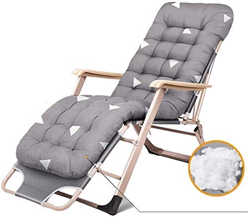 Chaise longue inclinable robuste XL grise de jardin premium matelassée
