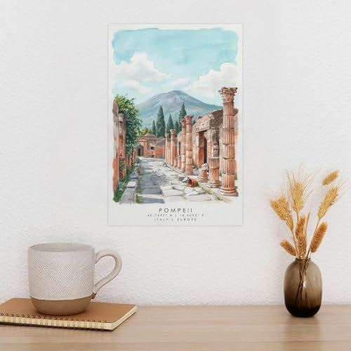 Poster Pompéi voyage aquarelle vintage deco chambre bureau 60x90 - 3