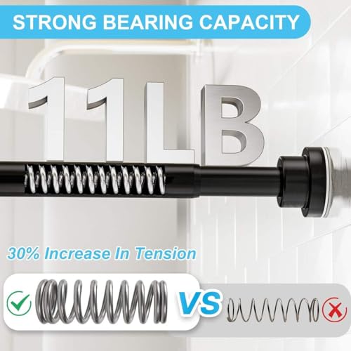 Image of JD FRESH 115 Cm to 215 Cm Extendable Curtain Rod Holder Non-Drilling /Anti-Skid Spring Pull Rod /Stainless Steel Rust Proof Shower Curtain Rod /Window Curtain Rod / (White)