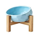 Pet bowl Cat Hundenapf Keramik mit Schutz Halswirbel geeignet for Fressnapf (Color : Blue)
