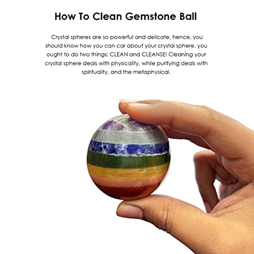 Image of Shubhanjali Feng Shui 7 Chakra Crystal Sphere Ball 100-150g with Wooden Stand | Natural Healing Stone for Vastu, Reiki Healing, Positive Energy, Chakra Balance, Spiritual Growth & Home Decor