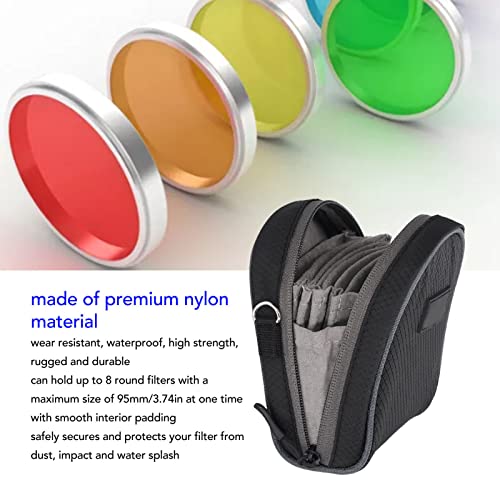 KIMISS Camera Filter Case - 8 Slot Nylon Pouch with Shoulder Strap for Photography, Black - Image 2