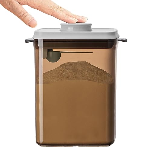 Image of Ankou One-Push Formula Container, 2300ml Formula Dispenser with Scoop and Scraper, Milk Powder Container with Lids, BPA-Free Airtight Food Storage Container 1000g Large Capacity,Dark Brown, Rectangle