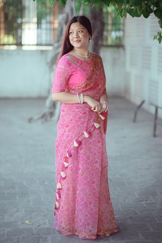 Image of MIRCHI FASHION Women Saree Cotton Abstract Printed | Lightweight Comfortable Sari for Office and Regular Daily Wear with Matching Blouse Piece