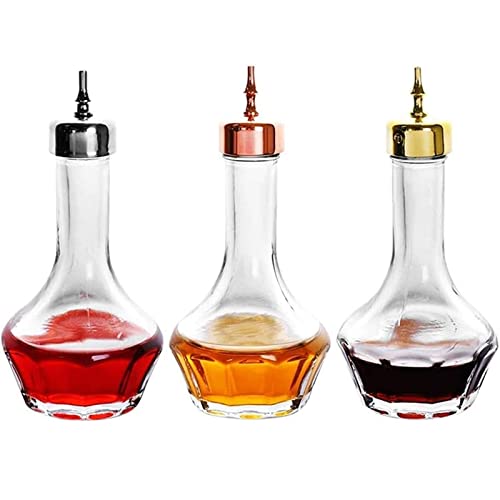 Suprobarware Juego de 3 botellas de vidrio con tablero superior de 1.7 onzas, herramienta profesional de bar para cóctel, ideal para barmanes en casa Cover