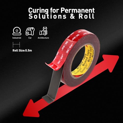 Image of Double Sided Tape Heavy Duty Mounting Tape 2 inch x 18Ft Made of 3M 4611F Gray Strong Adhesive for Reliable Bonding Waterproof Foam Tape for Home Office Car Decorative Materials and Trims