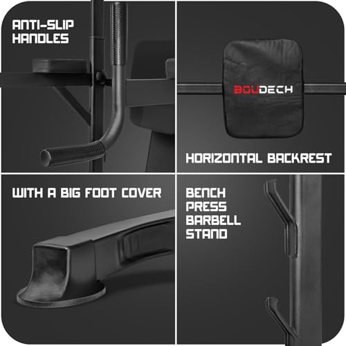 BOUDECH Station de Remise en Forme Multifonction Power Tower Chin-up Dip Station Barre réglable Banc de tractions, Flex Abdominal. – Image 4
