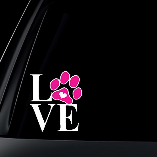 World Design Love Dog Cat Paw Print with Heart Car Decal/Sticker