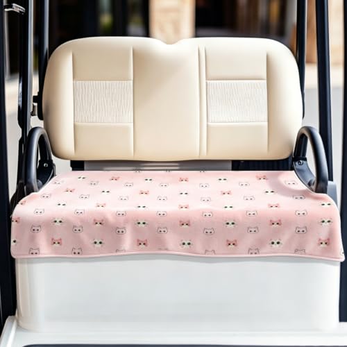 ORIGACH Cute Pink Cat Golf Cart Seat Covers, 100% Microfiber, 51x31inch