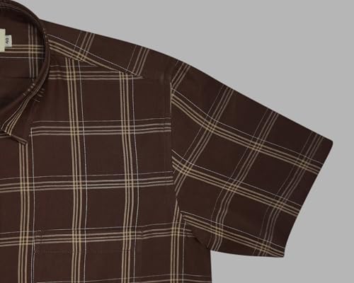 Image of GHPC 100% Cotton Checkered Half Sleeves Regular Fit Formal Shirt for Men